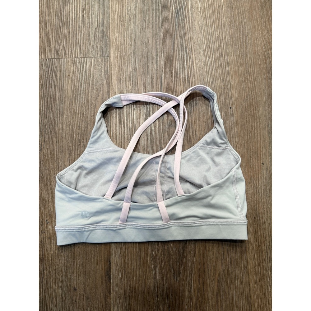 Lululemon Free To Be Bra Wild Light Grey Pink Strappy Sports Bra Size 6‎ LW2540S